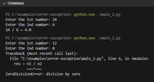 Python exception